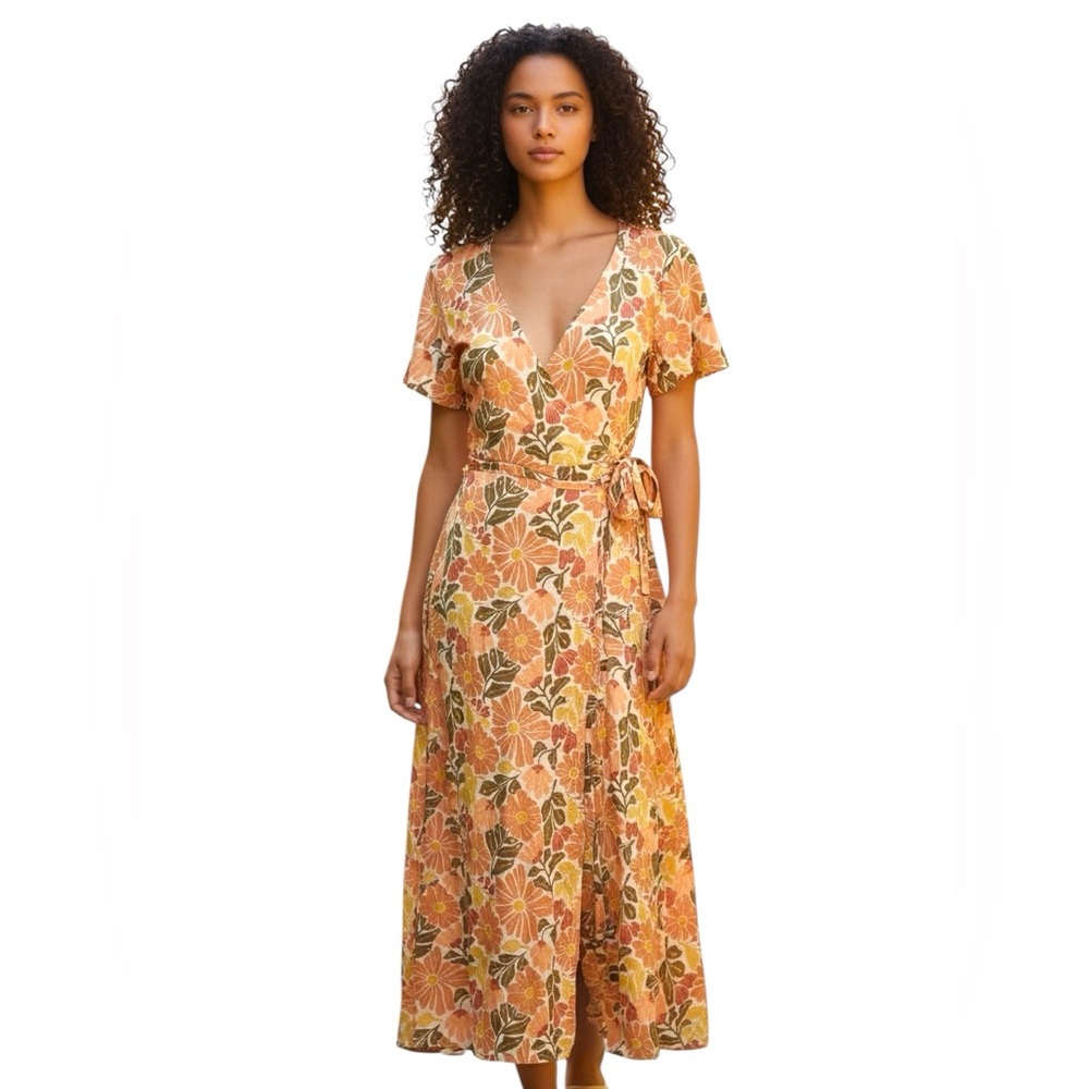 Marine Layer Floral Wrap Maxi Dress XS